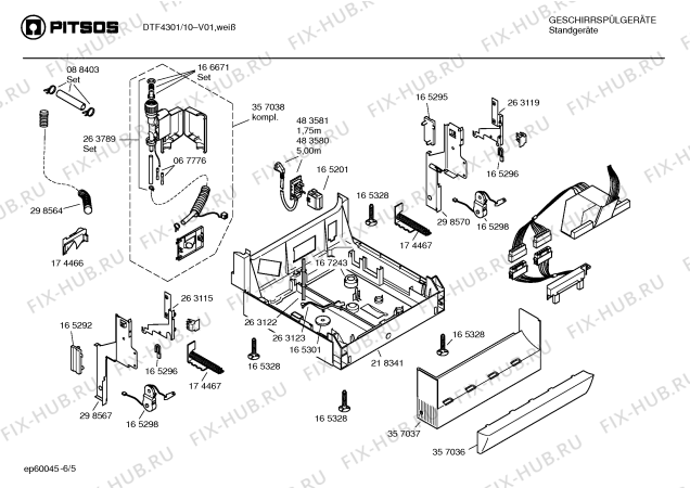 Взрыв-схема посудомоечной машины Pitsos DTF4301 - Схема узла 05