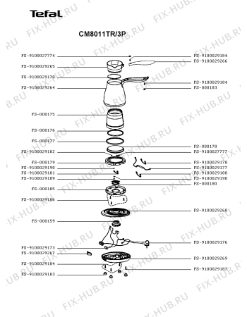 Схема №1 CM8011TR/3P с изображением Ручка переключения для электрокофеварки Tefal FS-9100029266