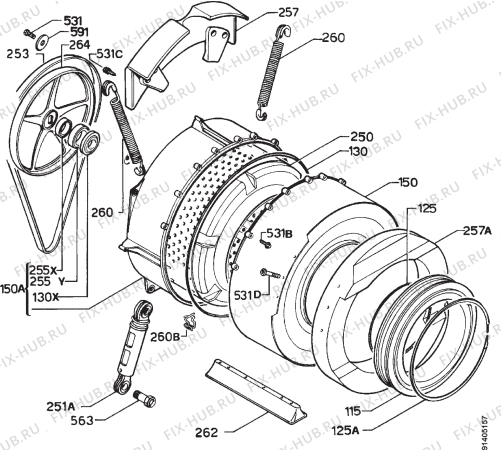 Взрыв-схема стиральной машины Zanussi FL543NC - Схема узла Functional parts 267