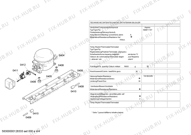 Взрыв-схема холодильника Profilo BD4604ANFE - Схема узла 04