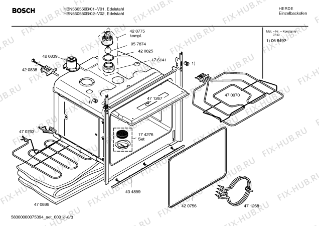 Взрыв-схема плиты (духовки) Bosch HBN560550B - Схема узла 03