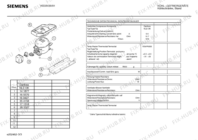 Схема №1 KS33V20EU с изображением Терморегулятор для холодильника Siemens 00171310