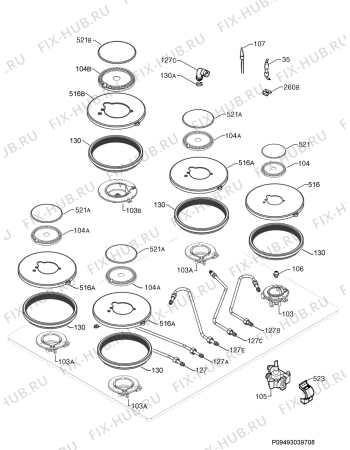 Взрыв-схема плиты (духовки) Juno Electrolux JHT7539K - Схема узла Functional parts 267