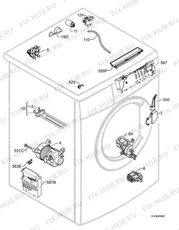 Взрыв-схема стиральной машины Zanussi ZWF16581W - Схема узла Electrical equipment 268