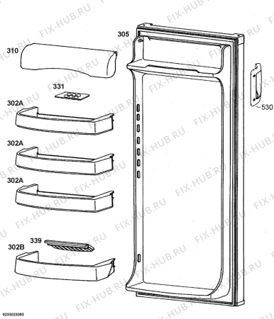 Взрыв-схема холодильника Electrolux ERC25005X - Схема узла Door 003