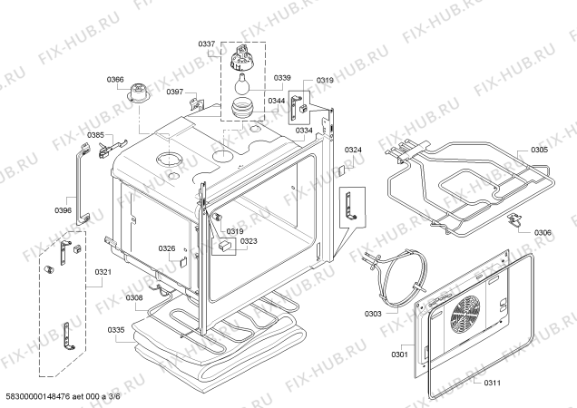 Взрыв-схема плиты (духовки) Bosch HBR43S451E - Схема узла 03