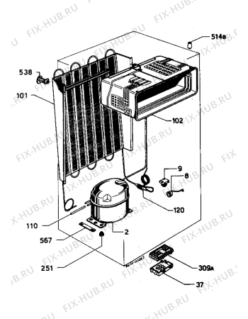 Взрыв-схема холодильника Zanussi Z24G - Схема узла Cooling system 017