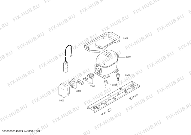 Взрыв-схема холодильника Bosch KSR30N11HH - Схема узла 03