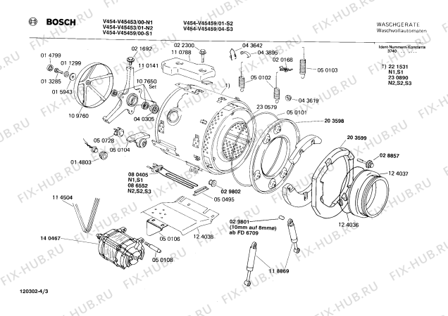 Взрыв-схема стиральной машины Bosch V45459 V454 - Схема узла 03