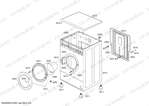 Схема №3 WFA106M10L с изображением Ручка двери для стиралки Bosch 00186443