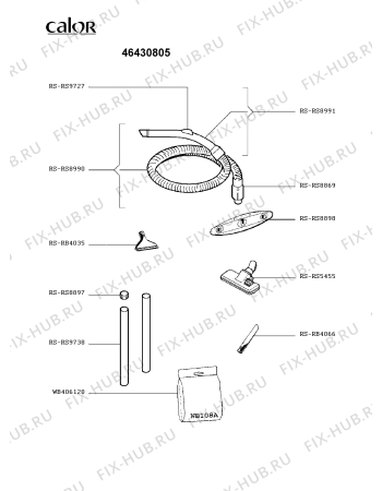 Взрыв-схема пылесоса Calor 46430805 - Схема узла 46430805.FR2