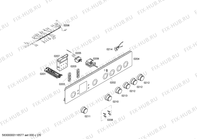 Взрыв-схема плиты (духовки) Bosch HSV64D020R - Схема узла 02