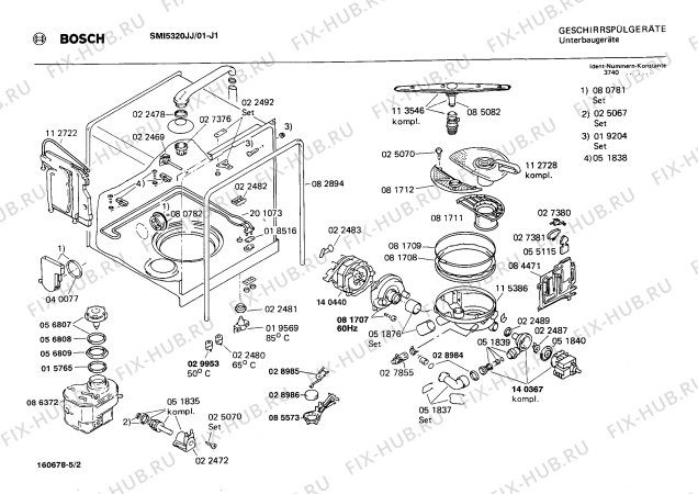 Взрыв-схема посудомоечной машины Bosch SMI5320JJ - Схема узла 02