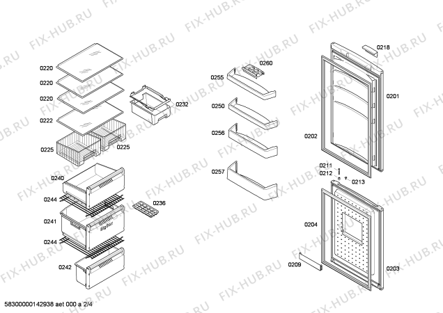 Схема №1 3KFL7850 с изображением Дверь морозильной камеры для холодильной камеры Bosch 00683838
