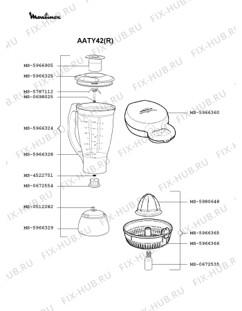 Взрыв-схема кухонного комбайна Moulinex AATY42(R) - Схема узла 3P002408.7P2