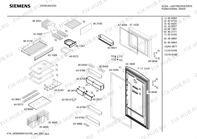 Схема №2 KSU45630NE с изображением Крышка для холодильной камеры Siemens 00440572