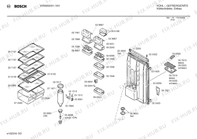 Взрыв-схема холодильника Bosch KIR2052 - Схема узла 02