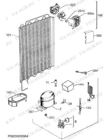 Взрыв-схема холодильника Ikea FROSTIG 20282348 - Схема узла Cooling system 017