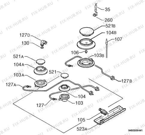 Взрыв-схема плиты (духовки) Electrolux EHM683X - Схема узла Functional parts 267