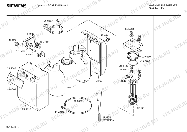 Схема №1 DO3PS01 protos с изображением Держатель для бойлера Bosch 00154049
