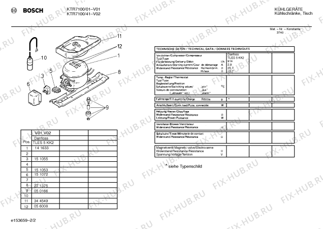 Взрыв-схема холодильника Bosch KTR7100 - Схема узла 02