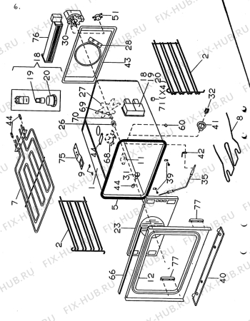 Взрыв-схема плиты (духовки) Husqvarna Electrolux QUB695 - Схема узла H20 Oven primary (large) D