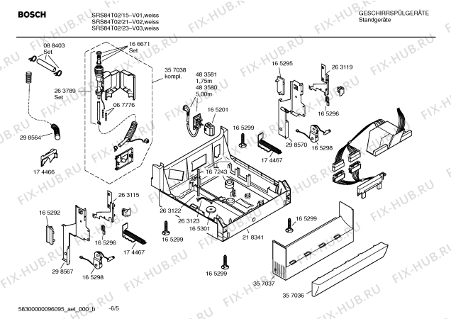 Взрыв-схема посудомоечной машины Bosch SRS84T02 Exclusiv - Схема узла 05