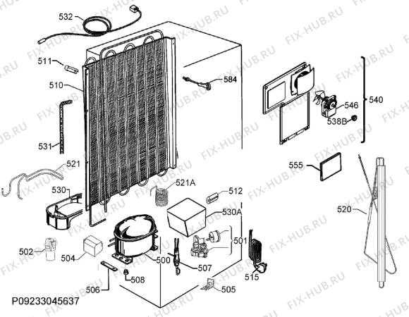 Взрыв-схема холодильника Aeg RKE63826MW - Схема узла Cooling system 017