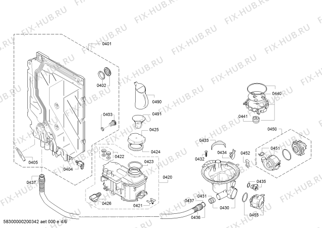 Взрыв-схема посудомоечной машины Bosch SMA46GX00E accent line - Схема узла 04