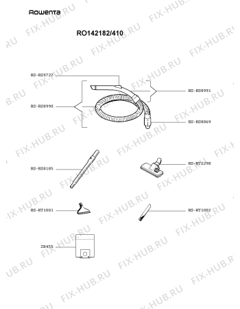 Взрыв-схема пылесоса Rowenta RO142182/410 - Схема узла 7P002977.9P2