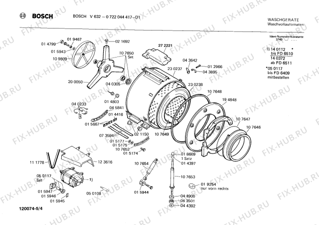 Схема №1 0722044417 V632 с изображением Панель управления для стиралки Bosch 00115095