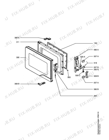 Взрыв-схема микроволновой печи Aeg MO921XE STAIN - Схема узла Door 003