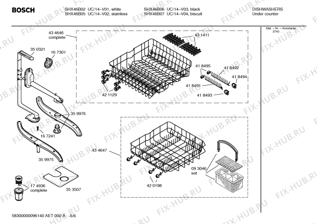 Взрыв-схема посудомоечной машины Bosch SHX46B02UC Bosch - Схема узла 06