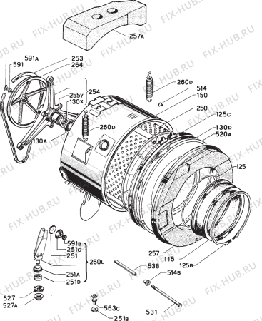 Взрыв-схема стиральной машины Electrolux WH1018 - Схема узла Functional parts 267