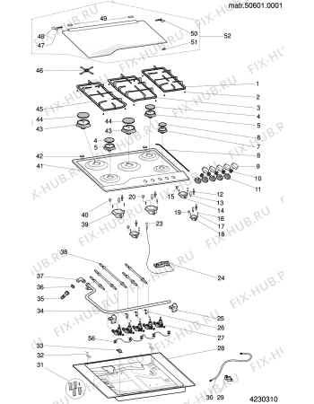 Схема №1 PH750IXHA (F048216) с изображением Поверхность для электропечи Indesit C00256505