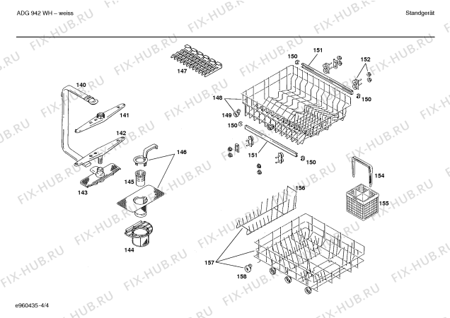 Схема посудомоечной машины Whirlpool SR2WHA1GB - Схема узла 04 Взрыв-схема посудомоечной машины Whirlpool SR2WHA1GB - Схема узла 04