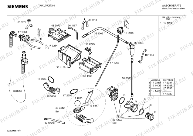 Схема №2 WXL750IT SIWAMAT XL 750 с изображением Инструкция по эксплуатации для стиралки Siemens 00583766