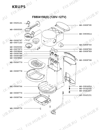 Взрыв-схема кофеварки (кофемашины) Krups F8804156(0) - Схема узла VP001857.1P3