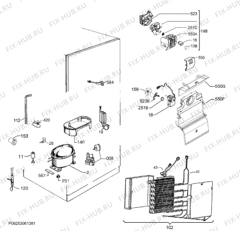 Взрыв-схема холодильника Rex Electrolux RN3451MOW - Схема узла Cooling system 017