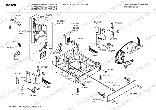Взрыв-схема посудомоечной машины Bosch SRU43A02SK - Схема узла 05