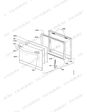 Взрыв-схема плиты (духовки) Electrolux EOB9897X - Схема узла Door 003