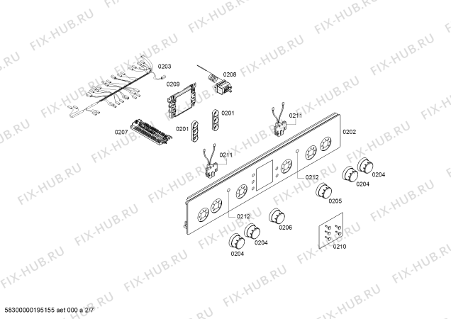 Взрыв-схема плиты (духовки) Bosch HGD74W355Q - Схема узла 02