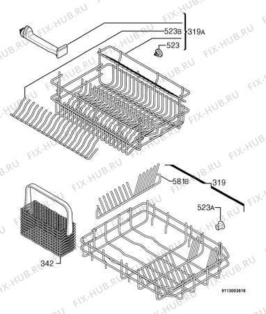 Взрыв-схема посудомоечной машины Zanussi DA4342 - Схема узла Basket 160