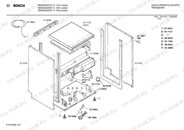 Схема №2 SMS3632EU с изображением Панель для электропосудомоечной машины Bosch 00283049