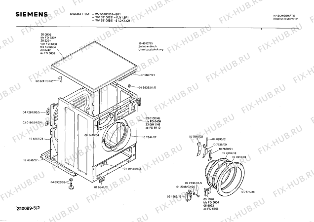 Взрыв-схема стиральной машины Siemens WV55100591 SIWAMAT 551 - Схема узла 02