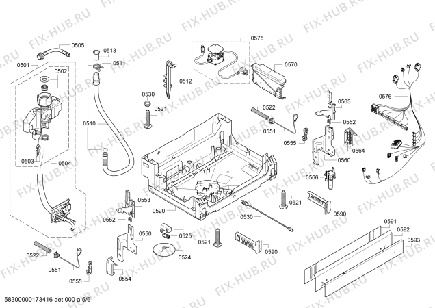 Взрыв-схема посудомоечной машины Bosch SHX9PT55UC Super Silence Plus 39dBA - Схема узла 05