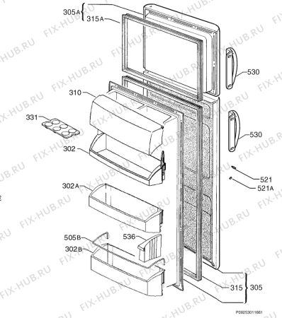 Взрыв-схема холодильника Aeg S2143DT7 - Схема узла Door 003