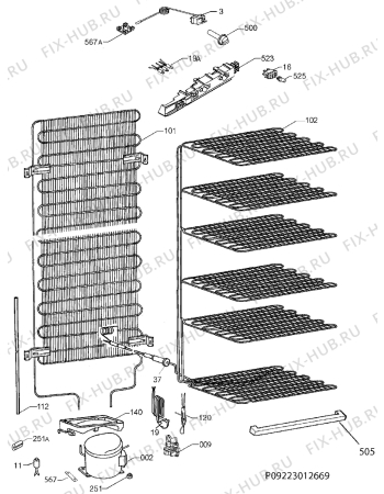 Взрыв-схема холодильника Aeg Electrolux A42200GSW0 - Схема узла Cooling system 017