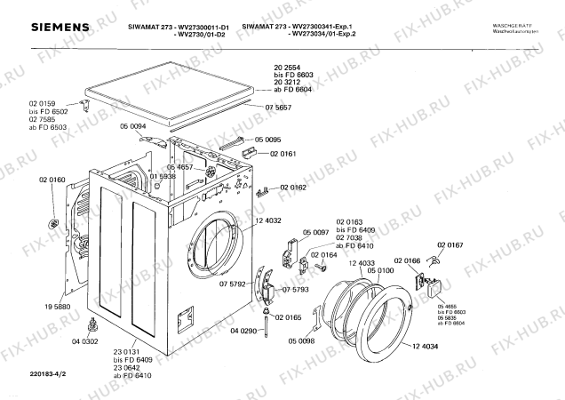 Схема №1 WV2730 SIWAMAT 273 с изображением Панель управления для стиральной машины Siemens 00116920