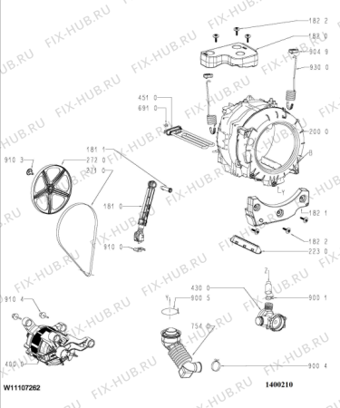 Взрыв-схема стиральной машины Whirlpool FWG81284WUK - Схема узла